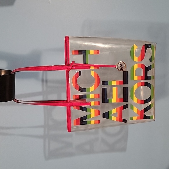 Michael Kors Large Graphic Logo Print PVC Tote Bag w/ custom insert - Picture 1 of 12